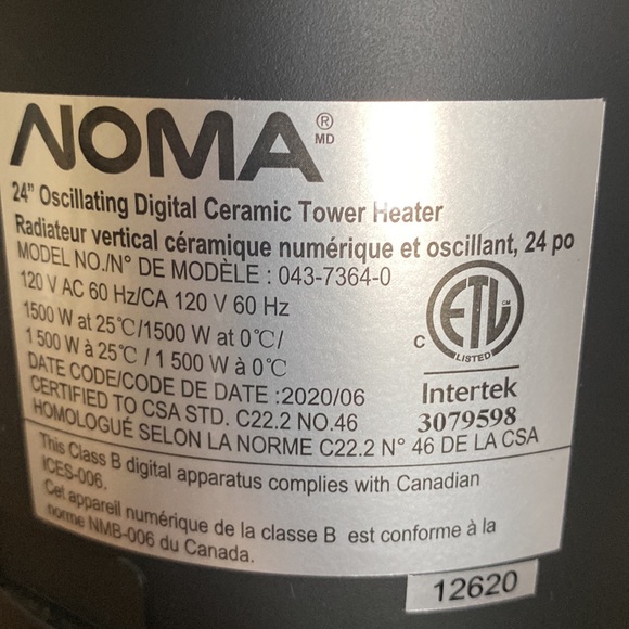 Noma brand 24” heater. - Picture 3 of 3